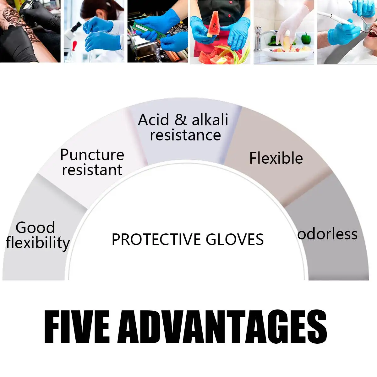 

50/100pcs Disposable Vinyl Latex Gloves White Non-Slip Acid and Alkali Laboratory Rubber Gloves Household Cleaning Products