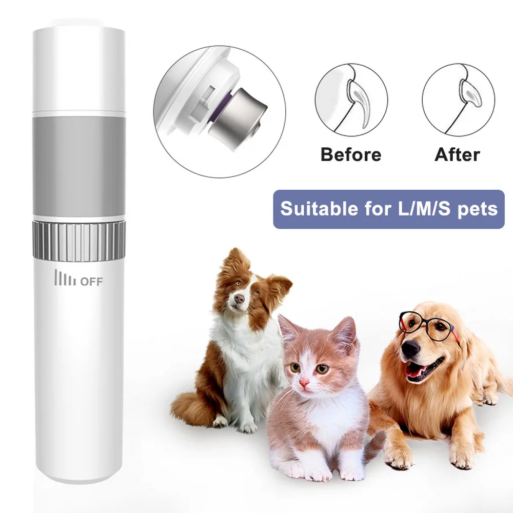 

USB Rechargeable Pet Cat Nail Grinder with Led Light Animals Dog Nail Clipper Trimmer Electric Paws Nail Grooming Cutter