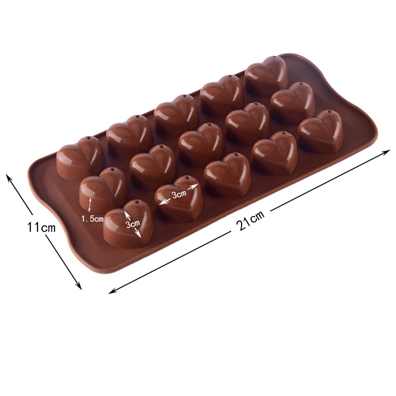 

15 Holes Chocolate Mold Love Heart Fondant Sugar Jelly Biscuit DIY Thickened Ice Cube Silicone Cake Mould Bakeware Baking Tool