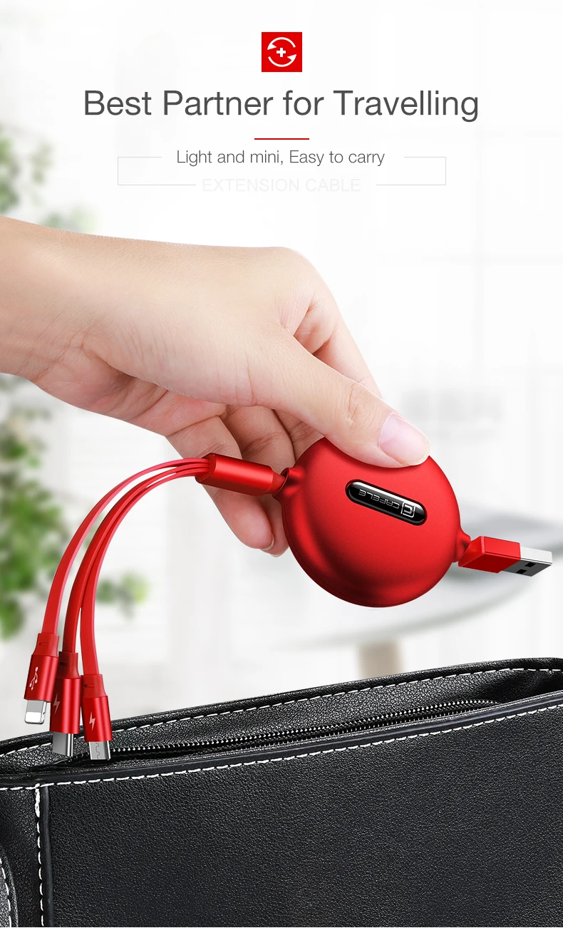 Cafele 3 в 1 Выдвижной type C Micro usb кабель для зарядки для iPhone X XS Max цветной USB кабель для huawei P30 Xiaomi samsung