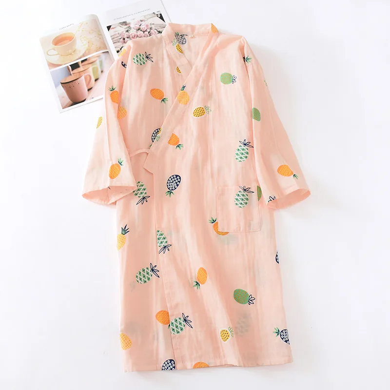 Ночная рубашка кимоно в японском стиле Женская хлопковая марлевая пижама и