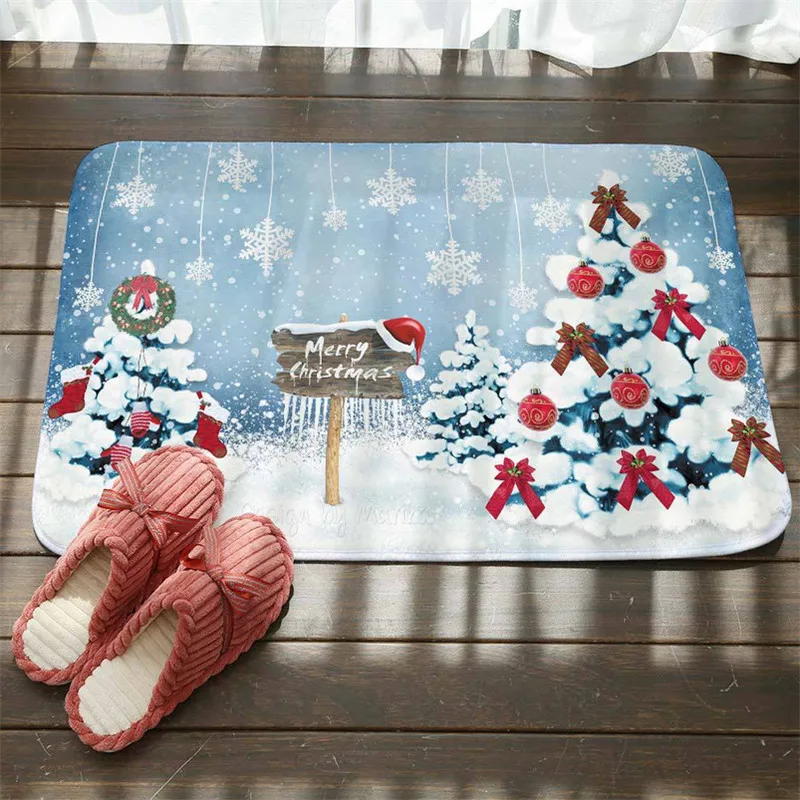 Рождественский нескользящий коврик в виде Санты Клауса фланелевый ковер прочный