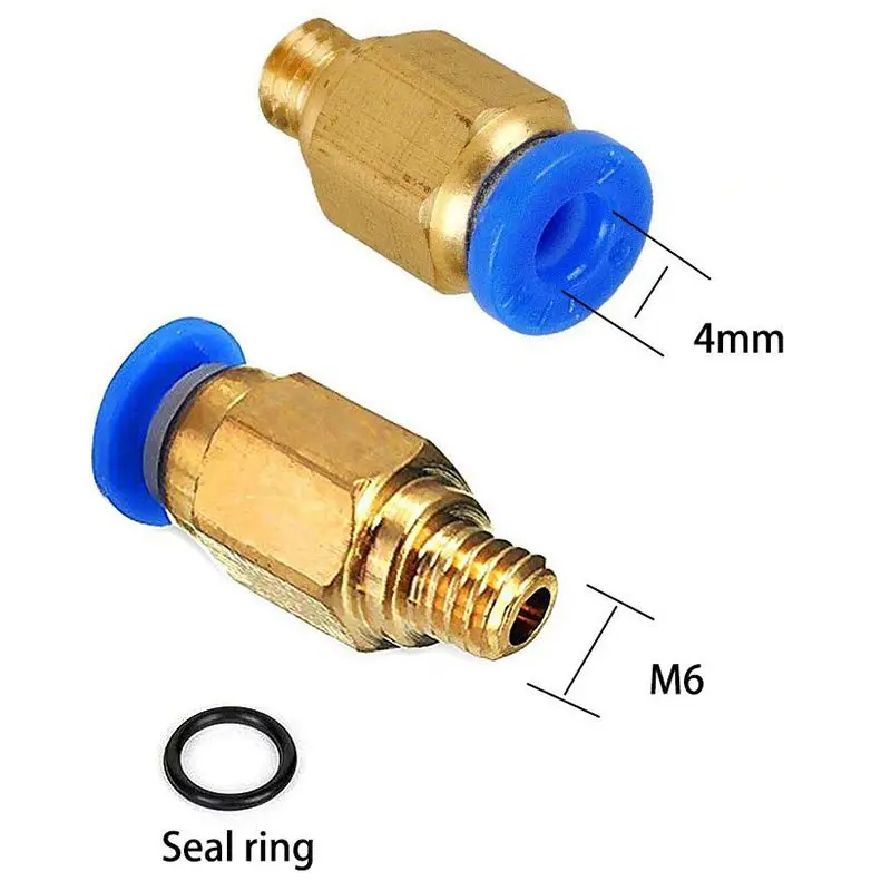 10 шт. PC4 M6 Мужской прямой пневматический PEFE пробки Пуш ап установки разъем
