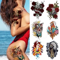 water proof temporary tattoo cut tiger stickers stereo abstract tattoo feathers arm body decals flash fake tattoo for girl women