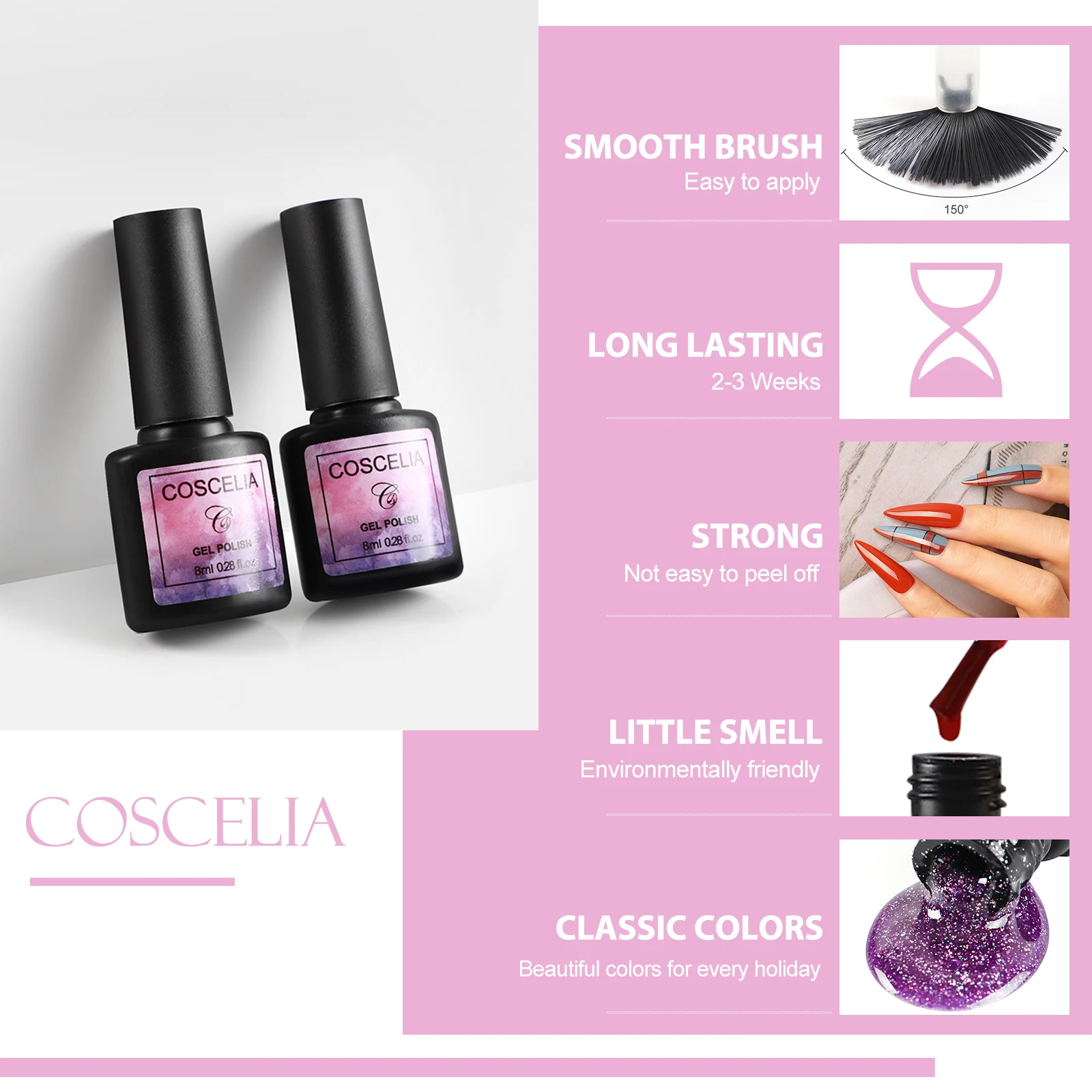 COSCELIA набор гель-лаков для ногтей Nail Art Гель-Лаки 40 цветов отмачиваемый лак