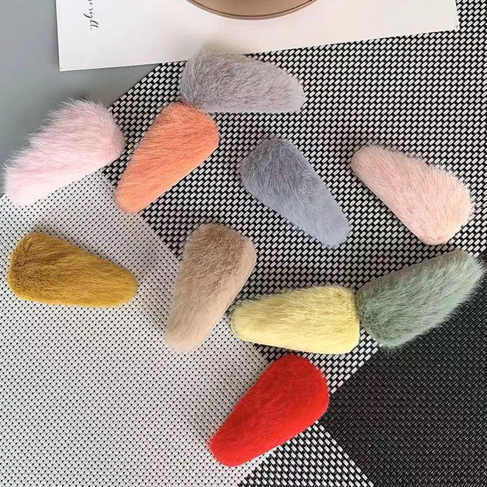 Красочные искусственные Плюшевые Пушистые Меховые детские заколки для волос с