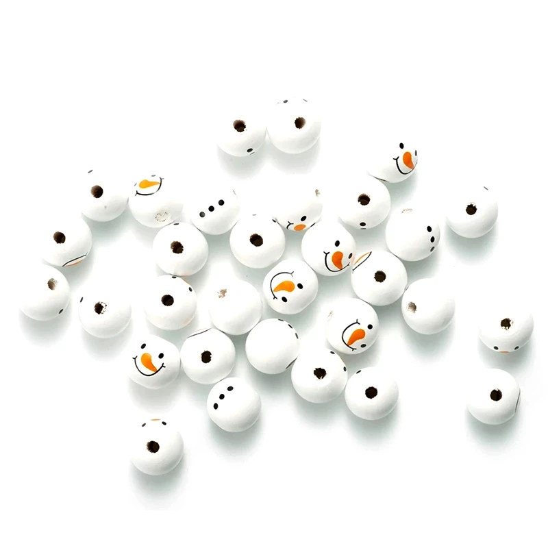 

Round Snowman Natural Wood Beads Christmas Spacer Beads for Jewelry Making DIY Bracelet Necklace Accessories