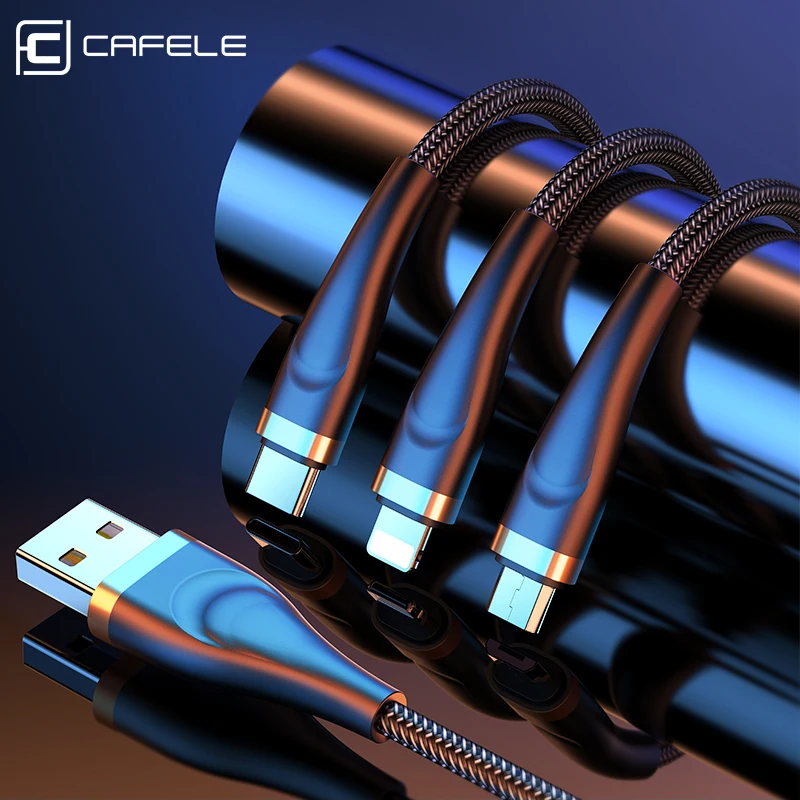 Cafele 3 в 1 USB кабель PD для iPhone 11 12 Pro Max Type-c зарядный Xiaomi Huawei Samsung микро | Мобильные
