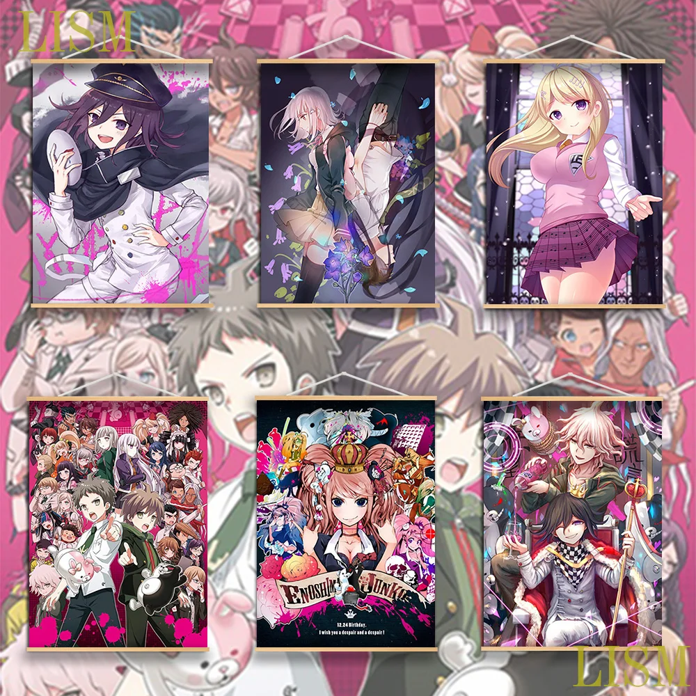 

Danganronpa V3 ouma kokichi Nanami ChiaKi Naegi Makoto Аниме Манга настенный постер из массива дерева подвесной свиток с холщовой живописью