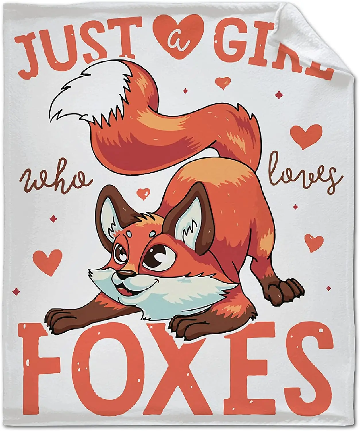 

Just A Girl Who Loves Foxes Blanket Throw, Flannel Fleece Microfiber Lightweight Soft Cozy Luxury for All Season in Home Bed