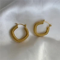 joolim high end pvd plated croissant hoop earring stainless steel earring jewelry wholesale drop shippign supplier