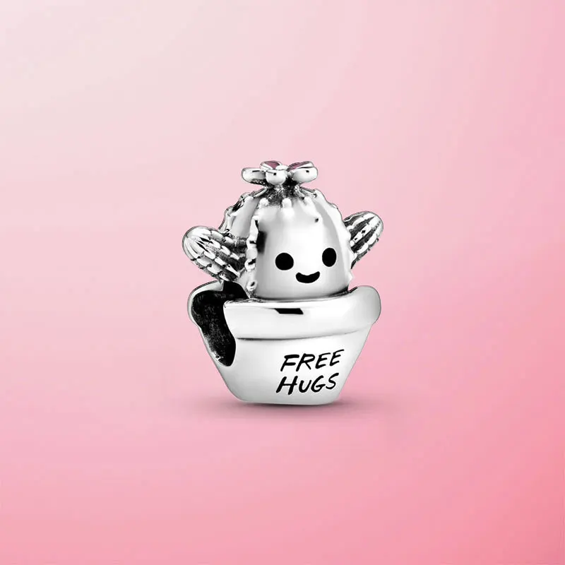 2020 новый 925 пробы серебро Free Hugs кактус Очаровательные бусы подходят к