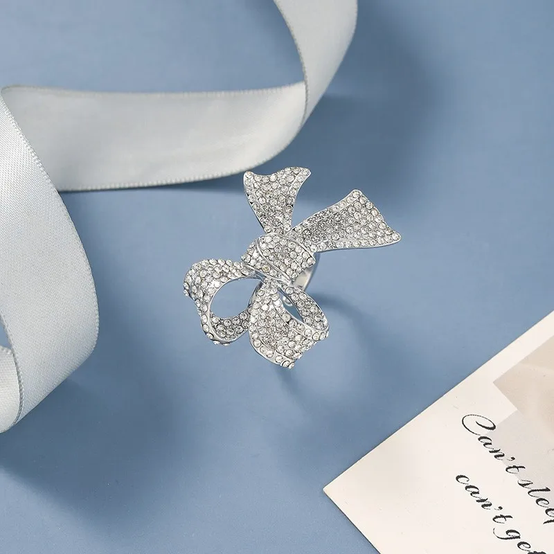 Женское кольцо с кристаллами регулируемое ювелирное изделие бантом 2020 |