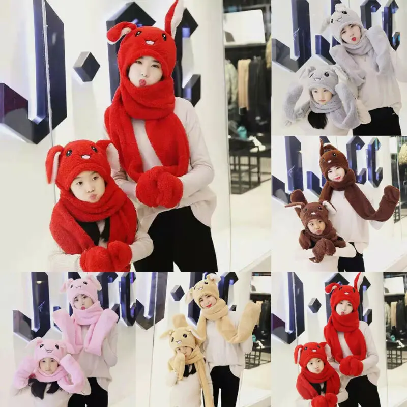 Забавная плюшевая шапка с движущимися ушами подушкой безопасности отрезаным