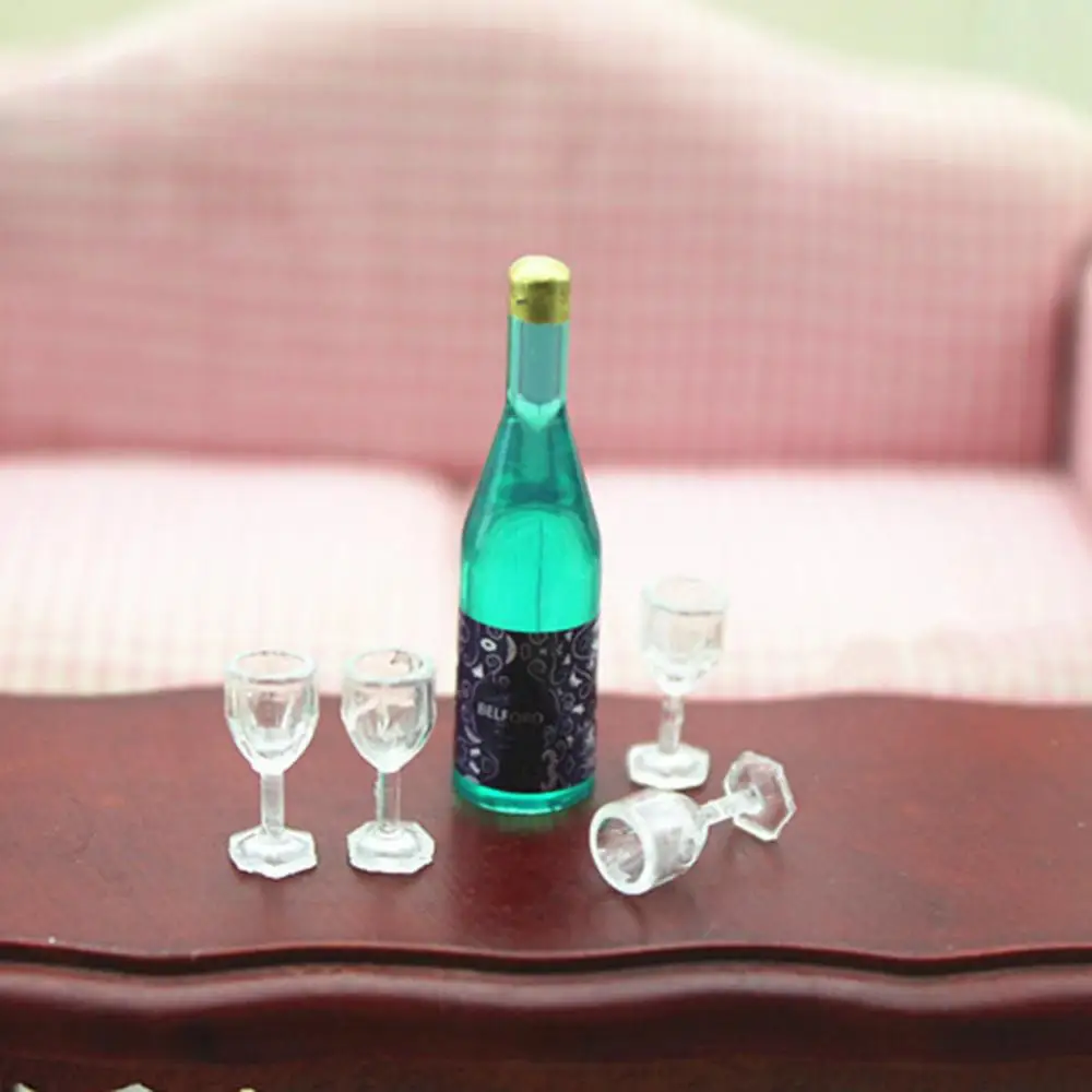 

6-piece doll house accessories mini doll house miniature simulation wine bottle pretend doll food and beverage accessories