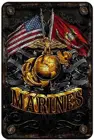 Настенные декоративные знаки морской пехоты, металлический знак морской пехоты США (двойной флаг, золотой шар), парковочный знак морской пехоты США и