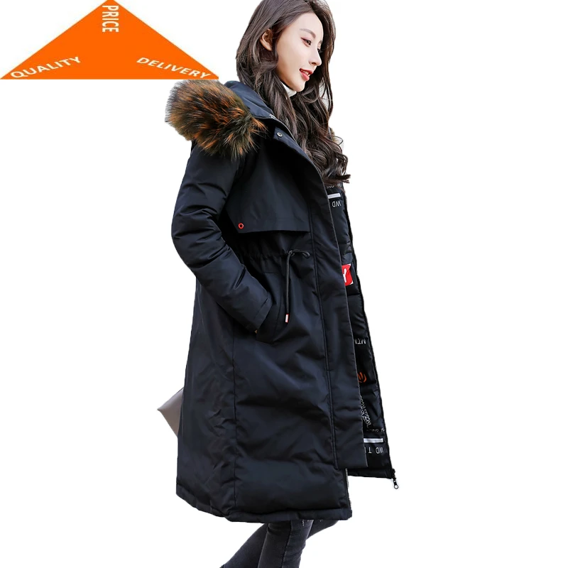 

Parka 2020 Women's Newest Fashion Winter Feminine Cotton Coat Both Sides Wear Print Long Parkas Lady Tops Jackets LWL703