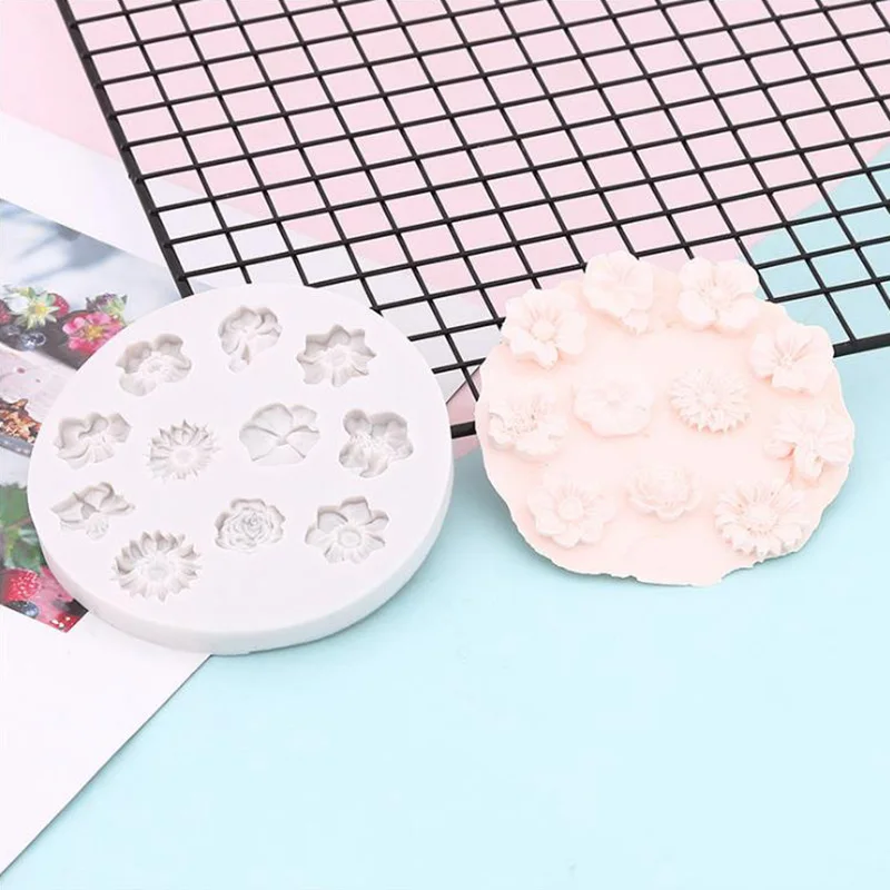 Различные цветы Подсолнухи розы торт силиконовая форма сухая скорость