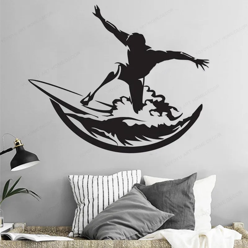 

Surf Shark Palm Sea wall decal art mural Surfboard Wall sticker vinyl home decoration JH478