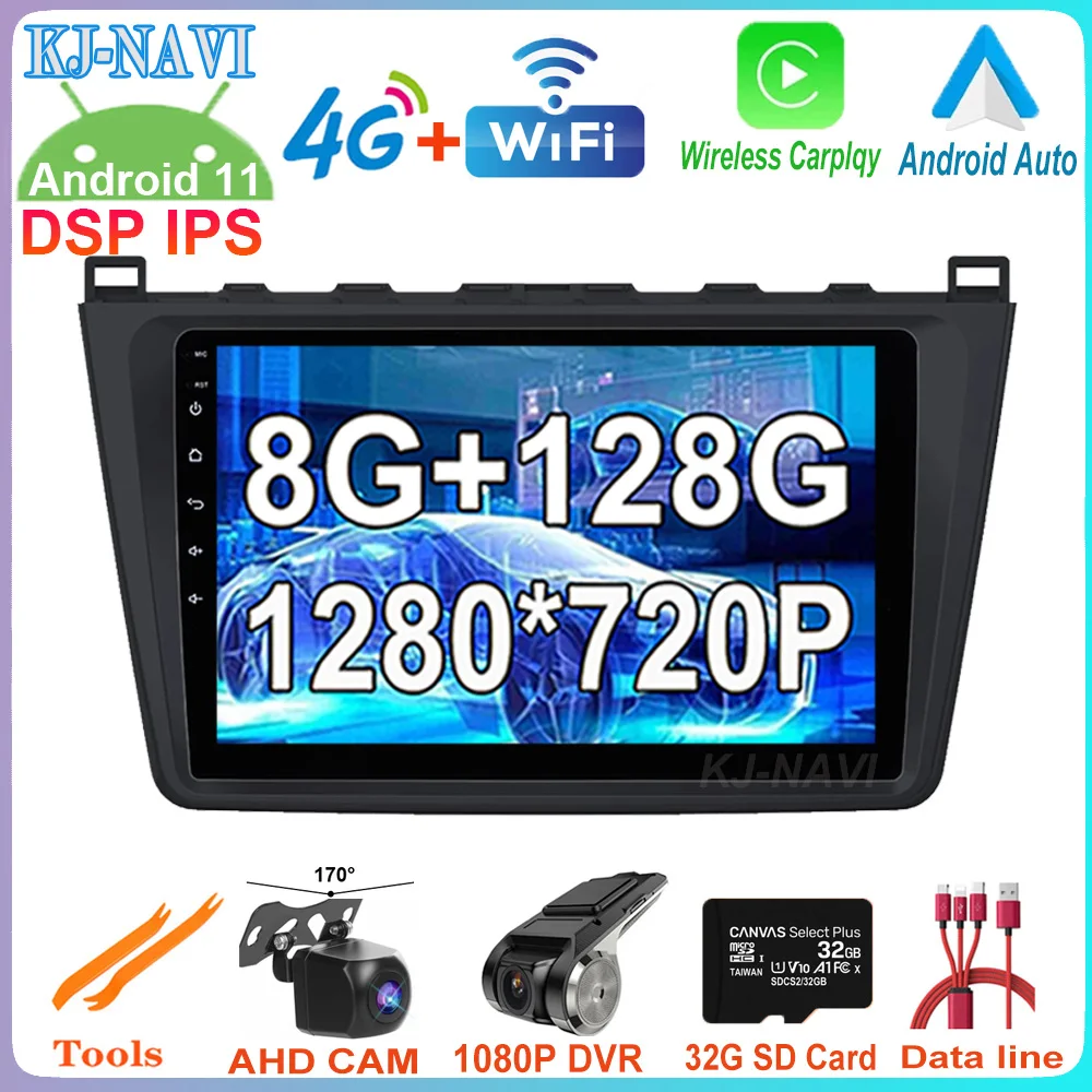 

4G Lte беспроводной Carplay Android 11 для Mazda 6 2 GH 2007 2008 2009 2010 2011 Автомобильный плеер мультимедийная GPS-навигация