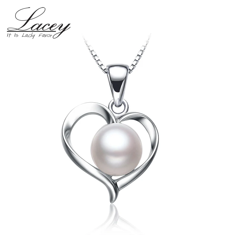 

925 Silver Heart Freshwater Pearl Necklace Pendant For Women,Cheap Real Pearl Pendant Girl Gift