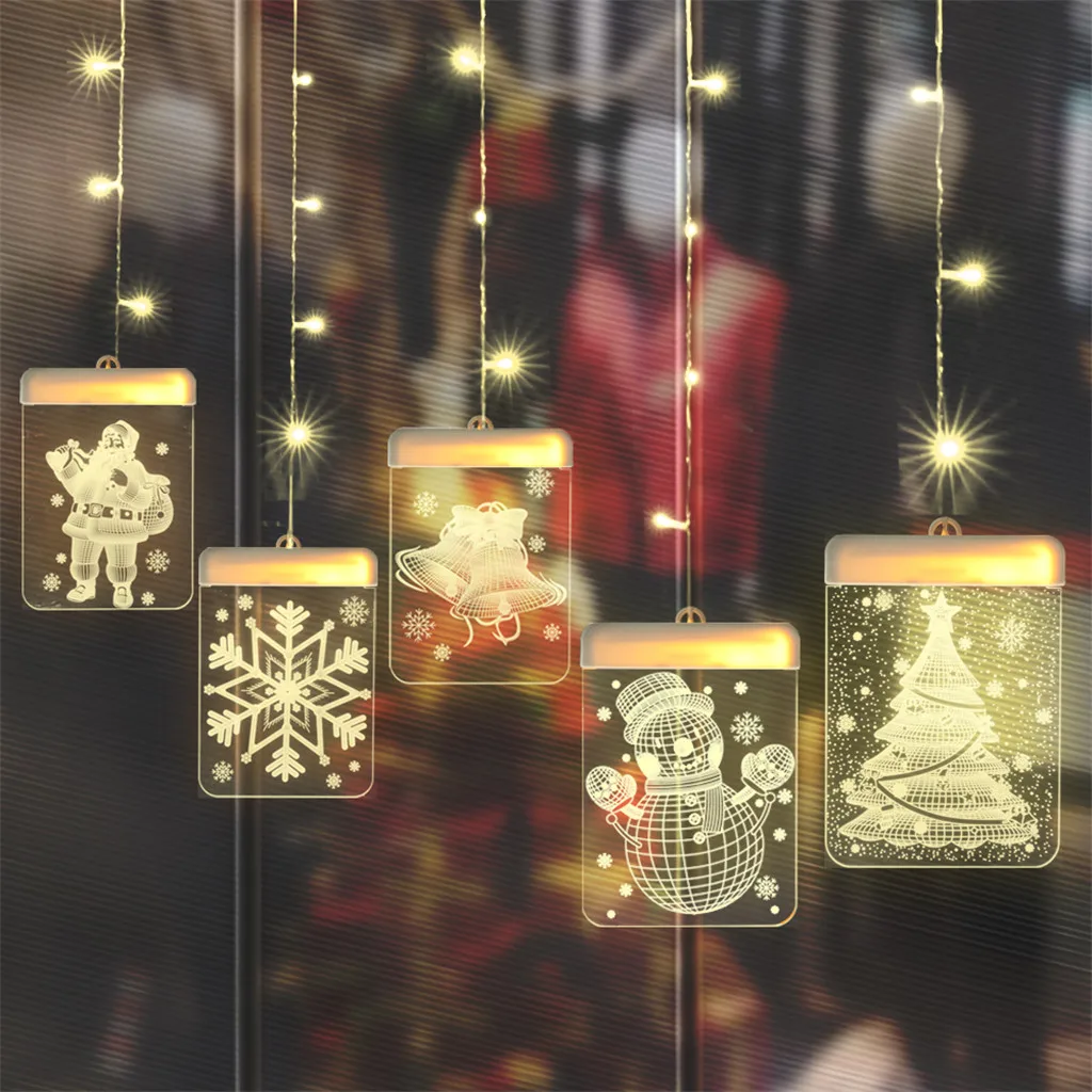 Рождественские декоративные лампы светодиодный ночсветильник с USB 3D акриловые