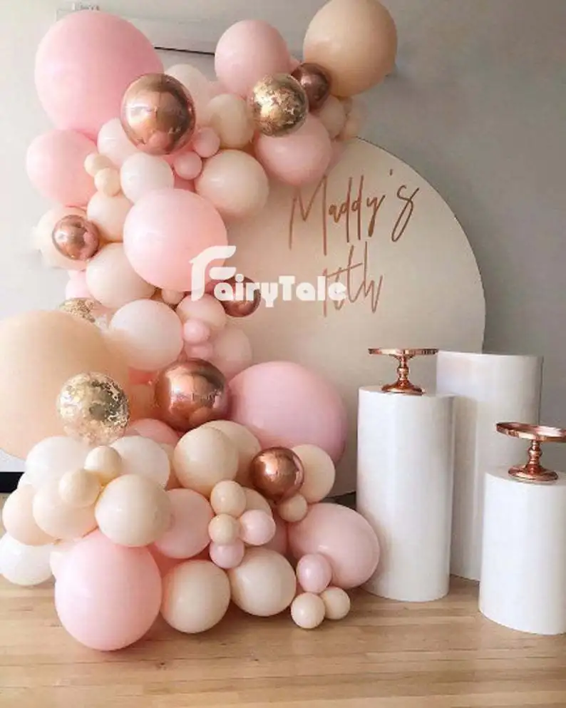 

Cream Peach Balloon Arch 95pcs Pastel Macaron Baby Pink Balloons Garland 4D Rose Globos Wedding Birthday Baby Shower Party Decor