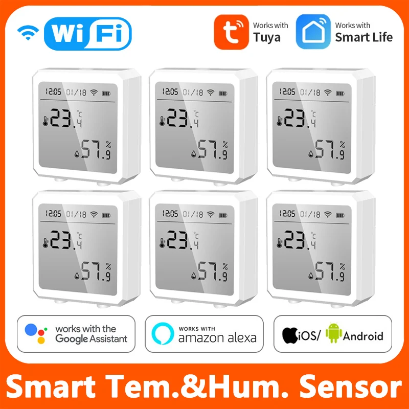

Tuya Smart WIFI Temperature Humidity Sensor Indoor Hygrometer Thermometer Support Alexa Google Home Smart Life Remote Control