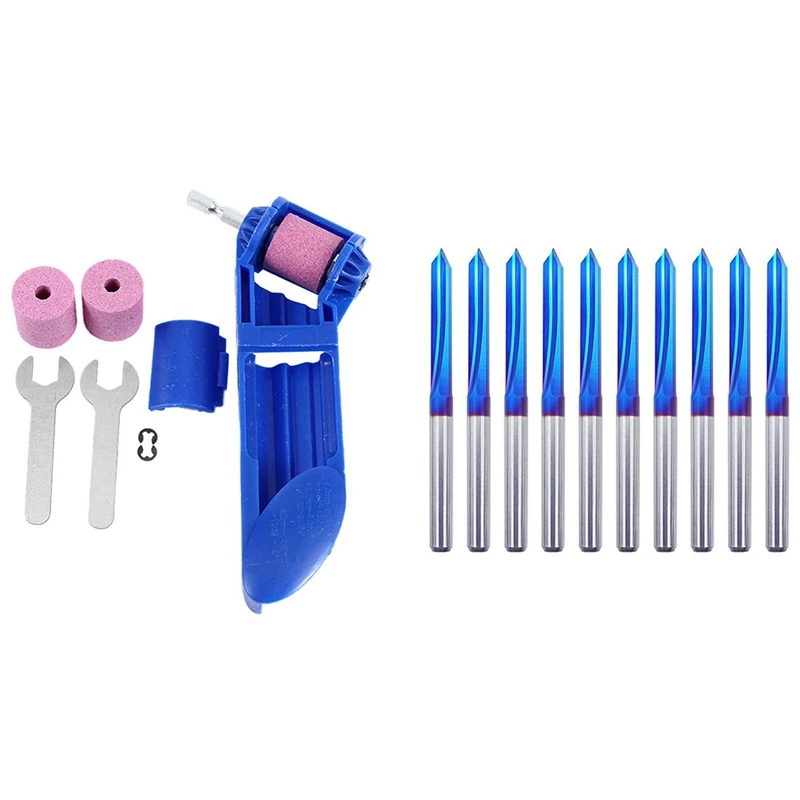 

Точилка для сверл 2-12,5 мм, корундовый шлифовальный круг, портативный Электроинструмент с 10 шт прямыми пазами, 60 градусов, V Bits