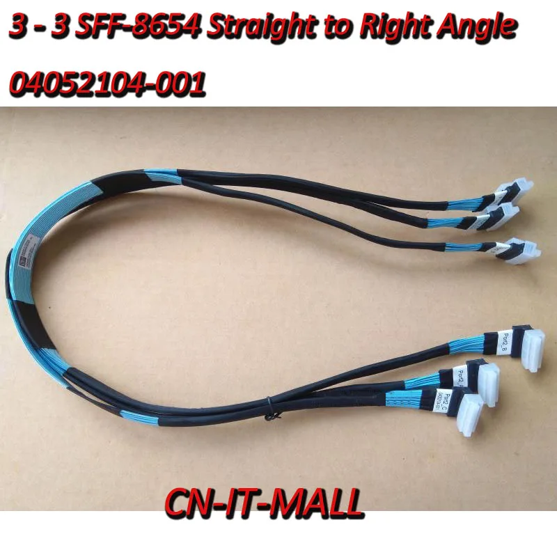 

NEW 3 to 3 Slim SAS4.0 SFF-8654 8i Straight to Right Angle Cable 04052104 R0002