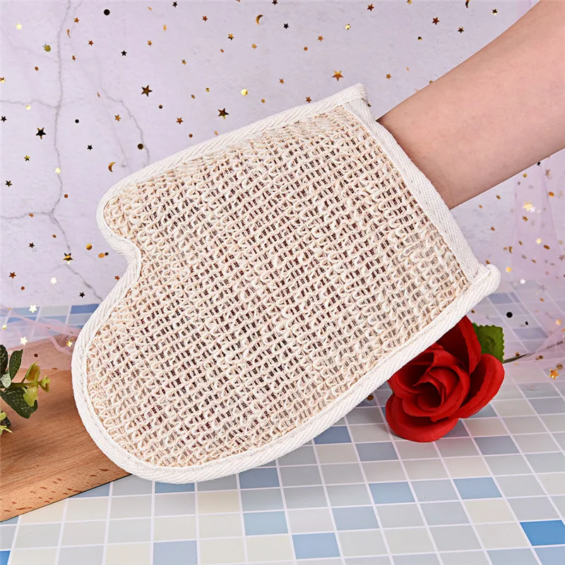 

Good Quality 1pc Bath Hemp Shower Tubs Remove Bath Exfoliating Gloves Dirt Rubs Back Blood Bath Glove Bath Sauna Accessories
