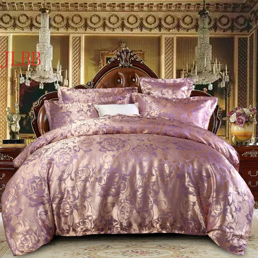 

2020 home bedding set Jacquard duvet cover set dark golden 4pcs/set bed linen luxurious bedclothes queen king size adult bed set