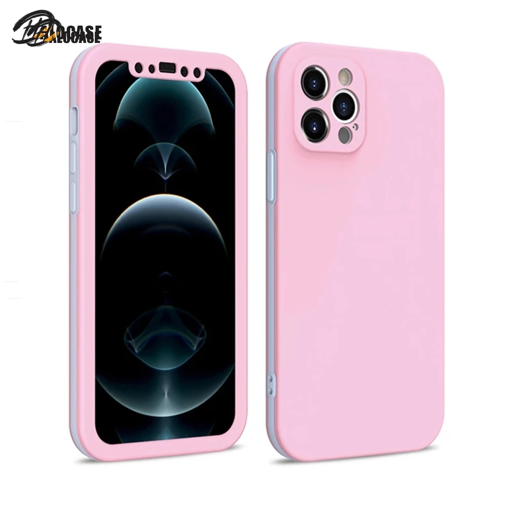 

360 Degree Full Cover Protection Phone Case For iPhone 12 11 Pro XS Max Mini XR X 6S 7 8 Plus SE2 Soft Silicone Shockproof Cover