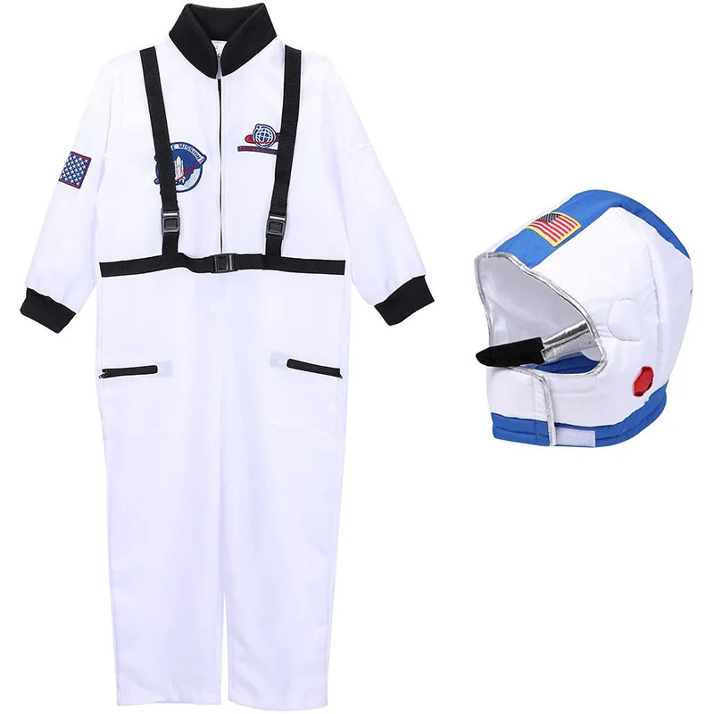 

Boys Girls Astronaut Spaceman Professional Character Party Role Play Dress Up Suit Headgear Kid Halloween Cosplay Costume Outfit