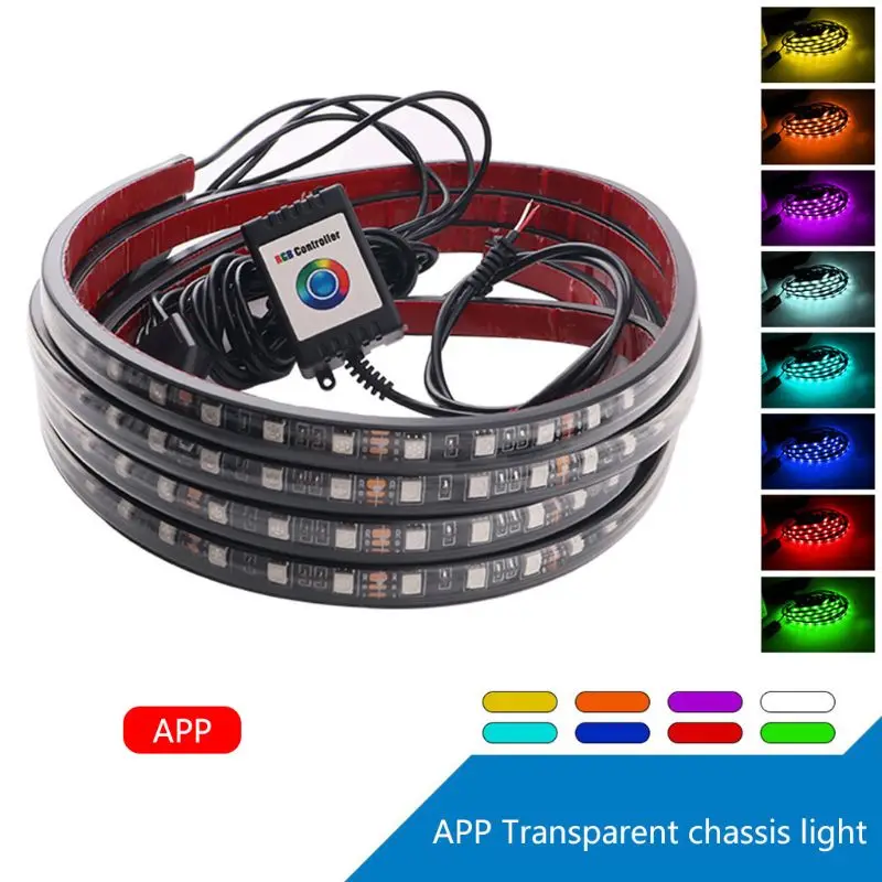 

4Pcs Car Underglow Flexible Strip LED APP Control RGB Decorative Atmosphere Lamp New