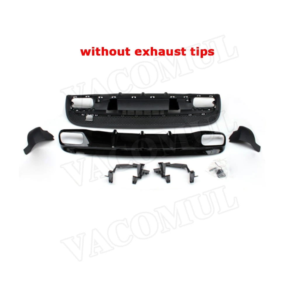 without exhaust tip Для X456 задний диффузор губ планки с 4 Выпускной советы для Benz GLA класса X156 GLA45 Спорт- ABS задний бампер Hugger - Цвет: without exhaust tip