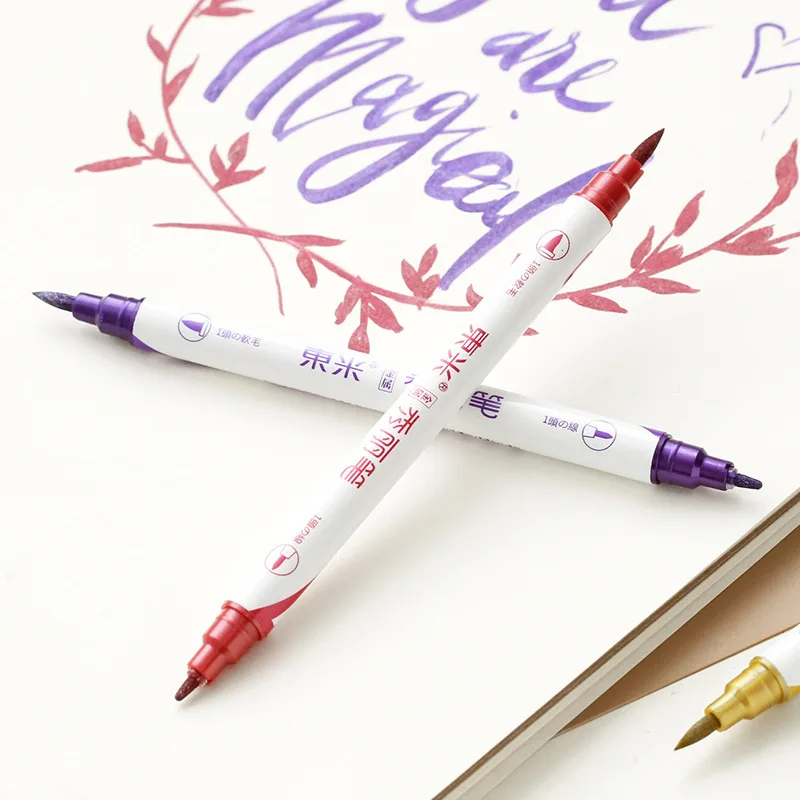 10 цветов Ручка кисть для каллиграфии Многофункциональный маркер с двойной