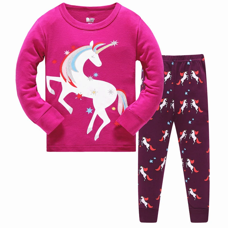 

Cotton Unicorn Girl Pajamas Set Baby Girls Long Sleeve Cotton Cartoon Pajamas Set Toddler Clothes Kids Sleepwear