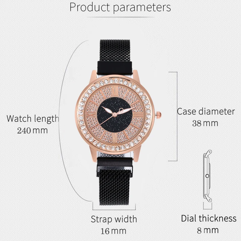 Стразы женские часы со звездным небом ультратонкие Роскошные кварцевые с