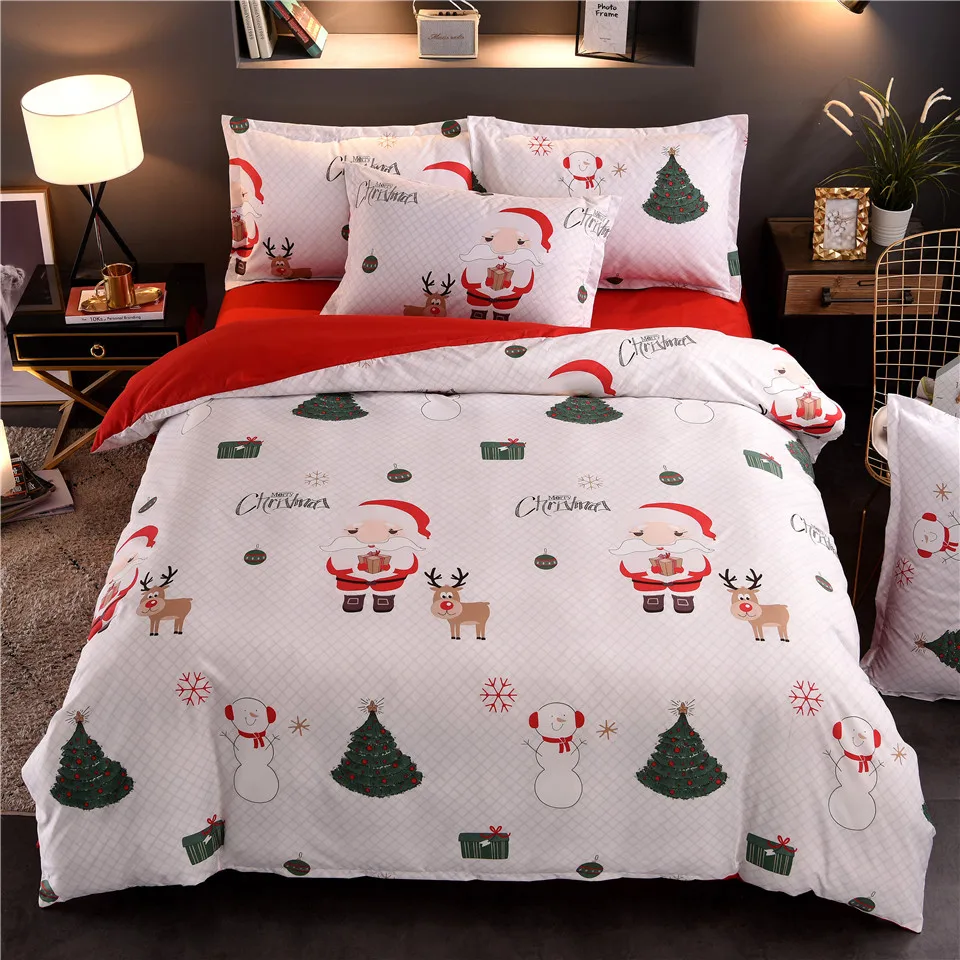 Рождественский Комплект постельного белья пододеяльник с наволочками белый