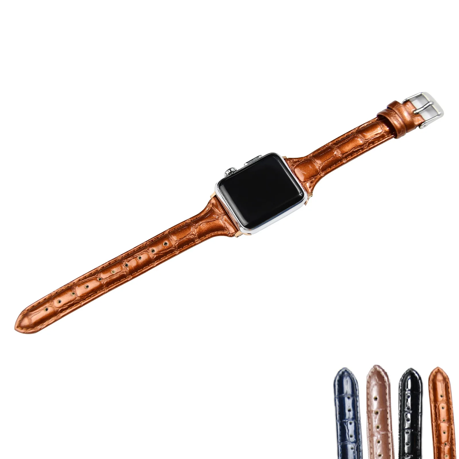 

Бамбуковый крокодиловый узор кожа для Apple Watch тонкие ремешки 38 мм 40 мм 42 мм 44 мм для Iwatch женский ремешок классический браслет серия