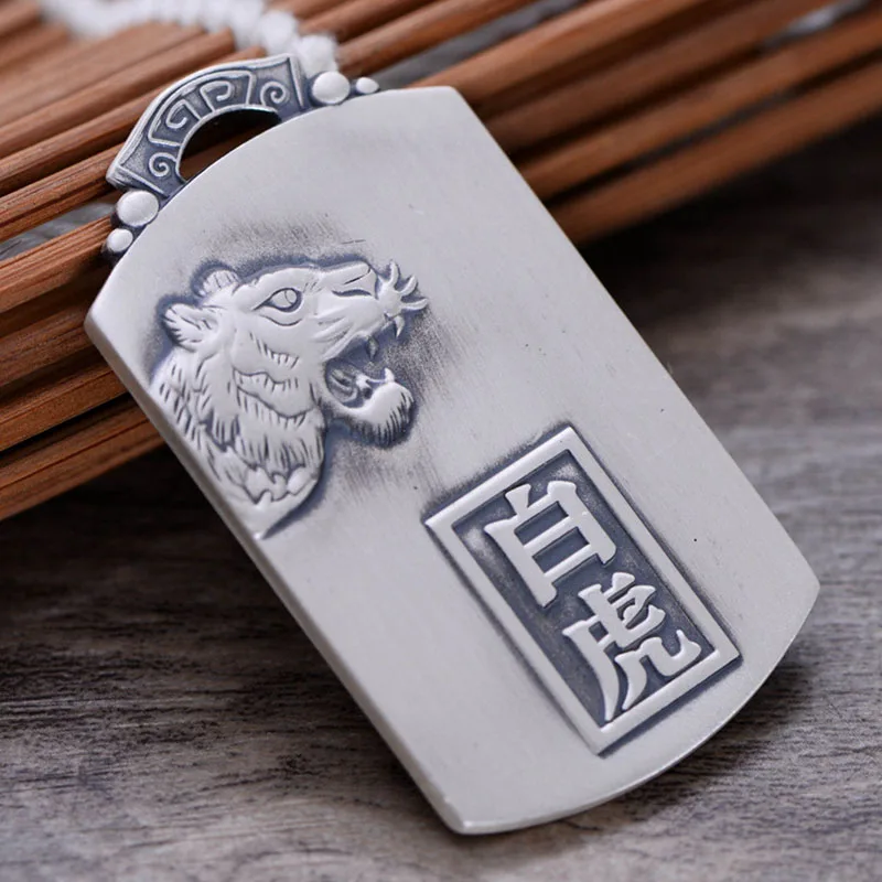 

MeiBaPJ Real 999 Sterling Silver Four Sacred Animals Green Dragon White Tiger Frosted Tetro Pendant Exquisite Party Gift Jewelry