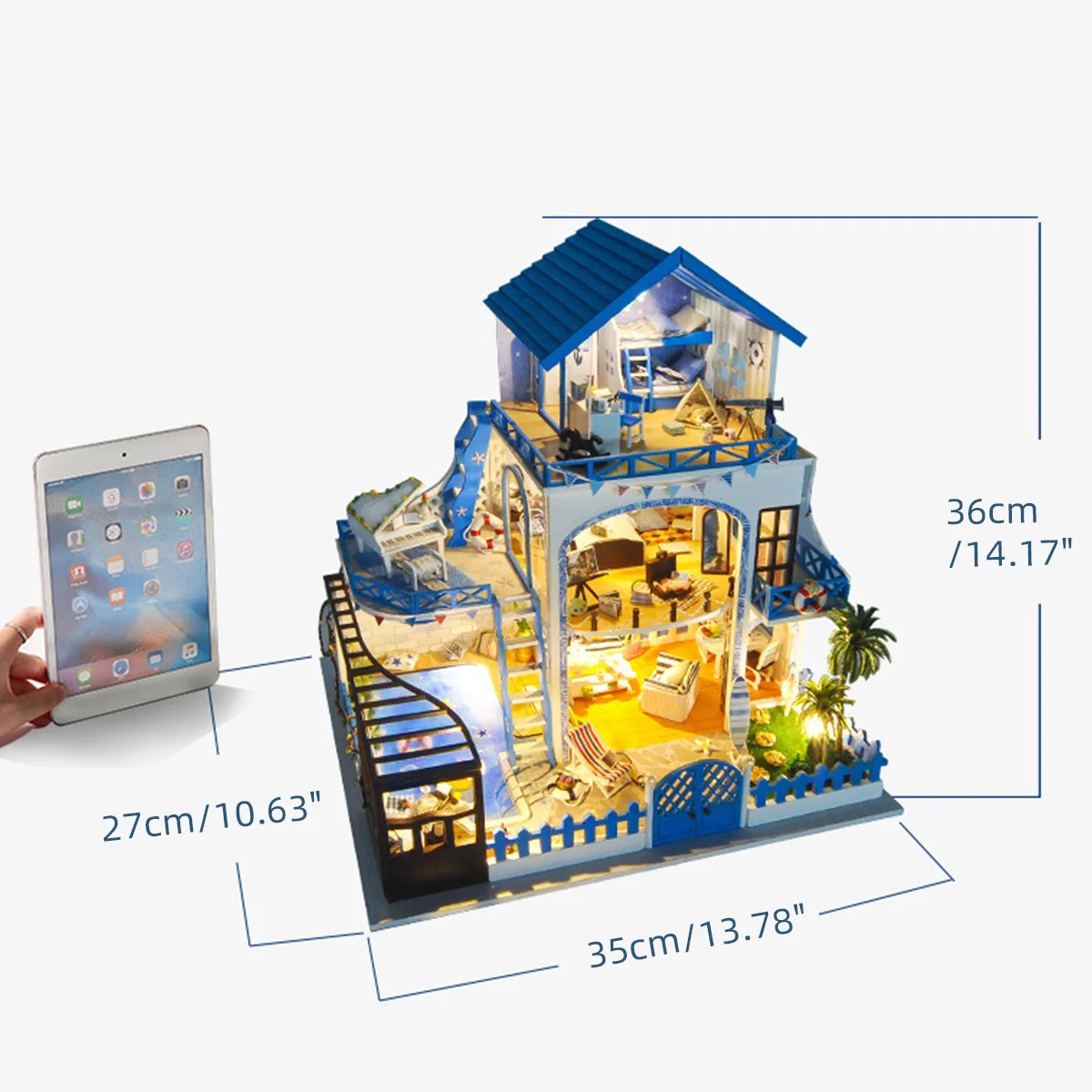 

DIY Handmade Dollhouse Kit Wood Miniature Furniture With LED & Music Birthday Christmas Gift for Women Kids Toy Chrismas Gift