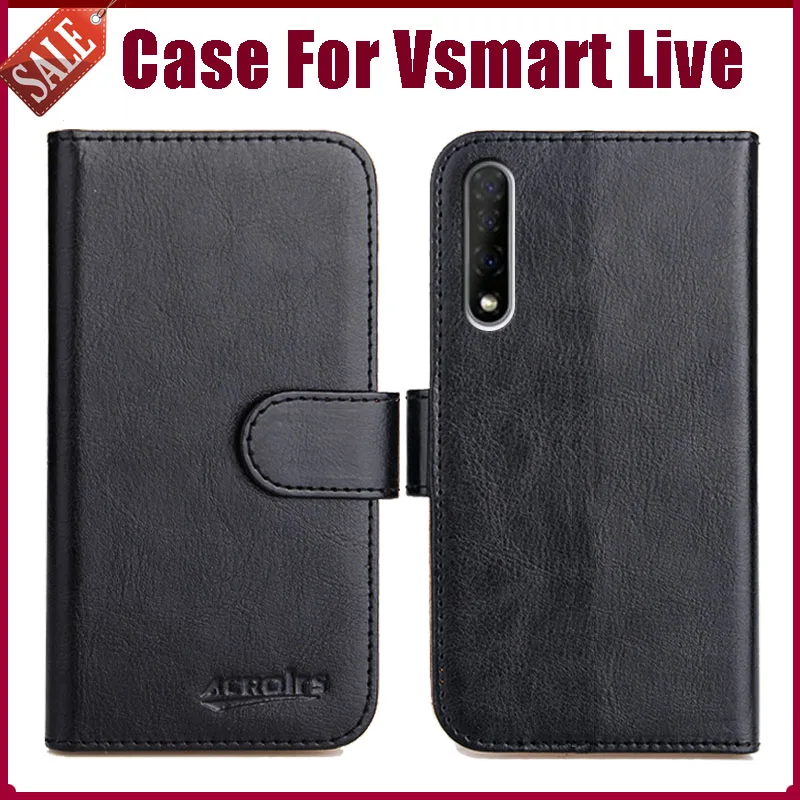 

Hot! Vsmart Live Case 6.2" 6 Colors Flip Soft Leather Phone Wallet Cover Stand Function Case Credit Card Slots