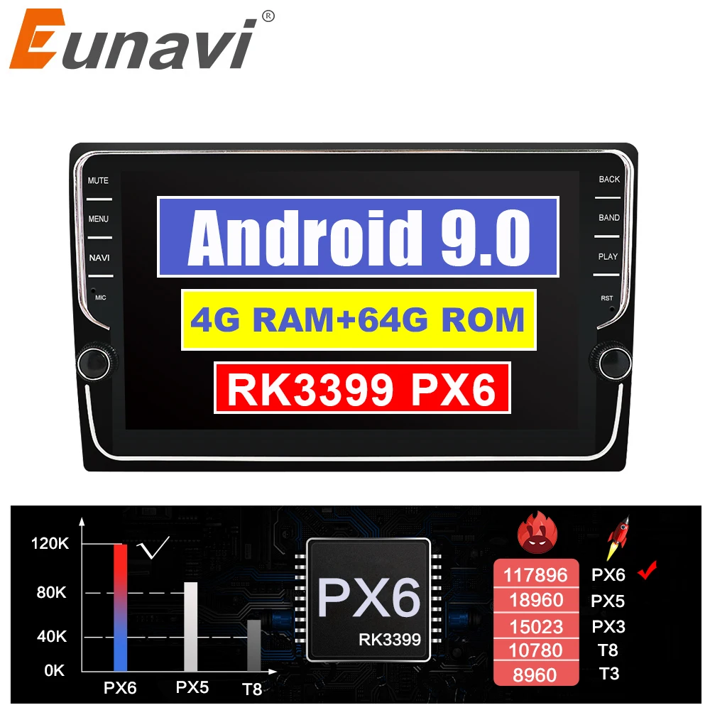 Автомагнитола Eunavi 2 din Android 9 0 GPS Wi-Fi Bluetooth 4 + 64 ГБ IPS-экран | Автомобили и мотоциклы