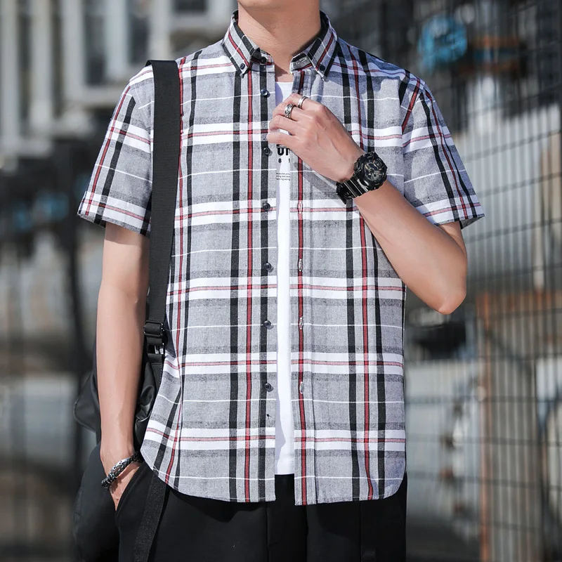 

New 2021 spring Korean thin shirt men's cardigan short sleeve Youth Popular Lapel men's casual shirt