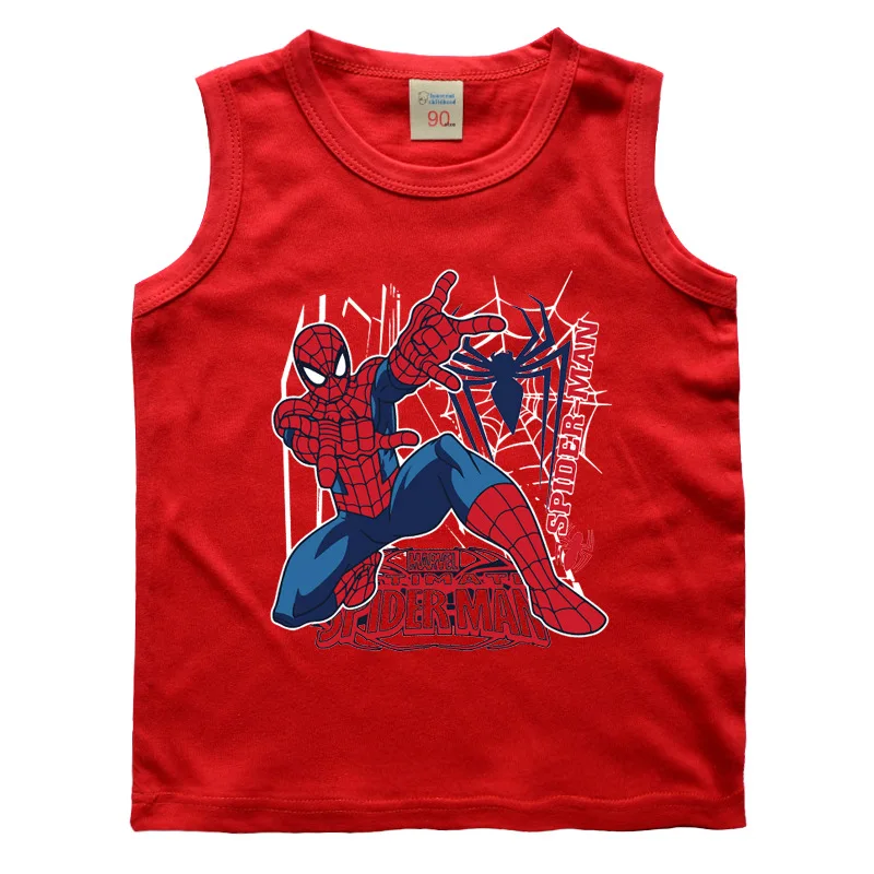 Лето 2021 одежда Marvel для мальчиков футболка человека паука Детская с короткими