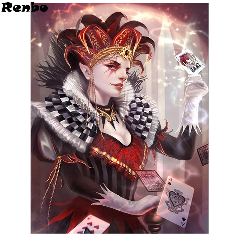 Алмазная 5D картина покерная королева с полными квадратными/круглыми стразами