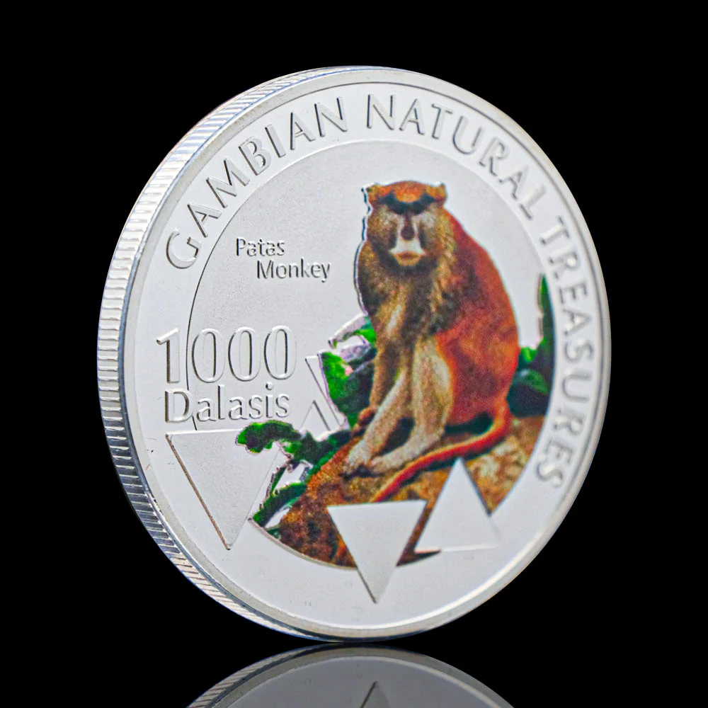

Silver Plated Gambian Natural Treasumres African Patas Monkey Medal Souvenirs Coin Animal Collectible Coins Replica