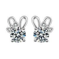 lovely rabbit ear bow stud earrings exquisite zircon stud earrings elegant womens party daily jewelry birthday gift